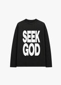 SEEK GOD BLACK WAFFLE OVERSIZED TEE