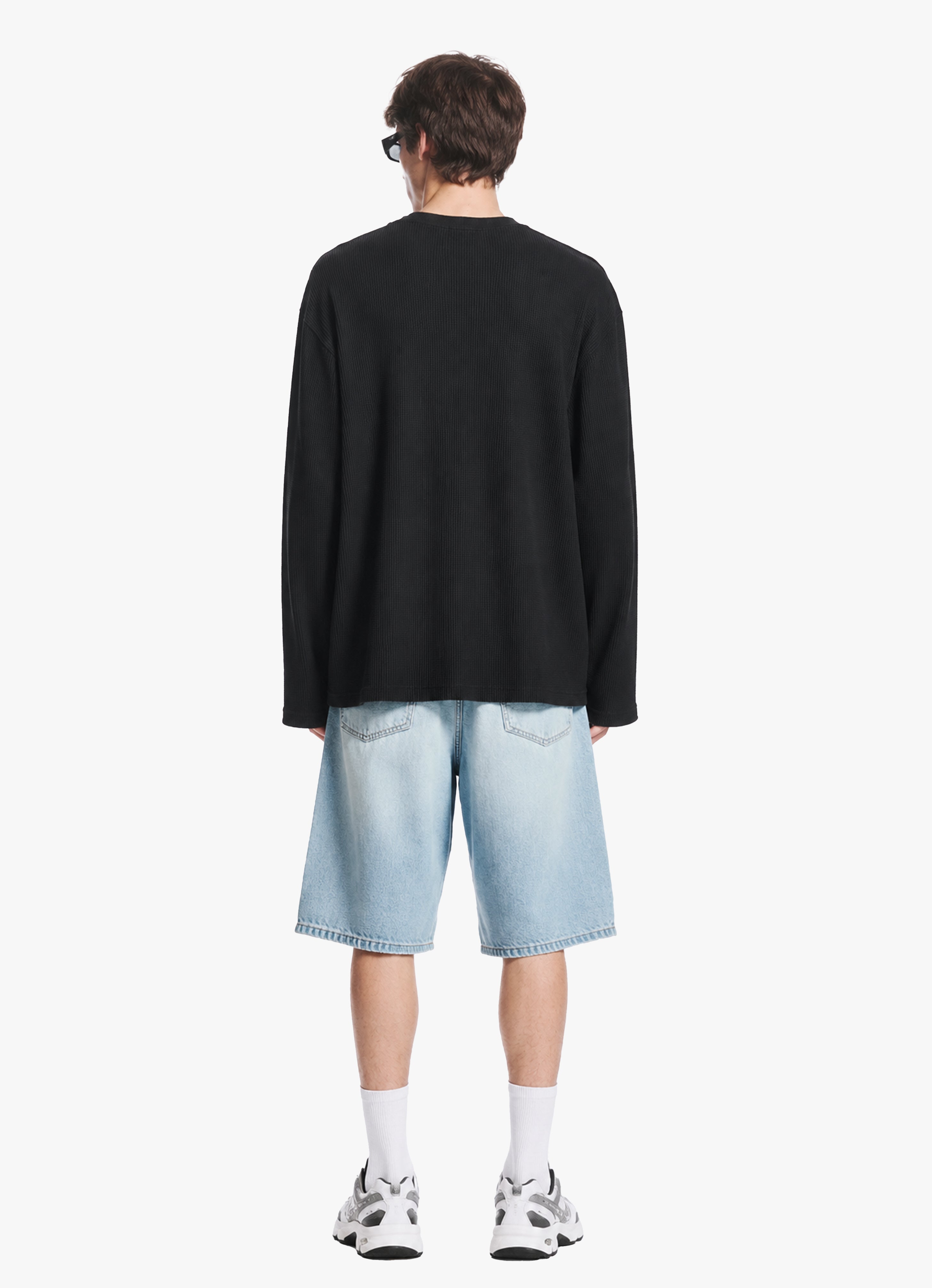 BLACK WAFFLE OVERSIZED TEE