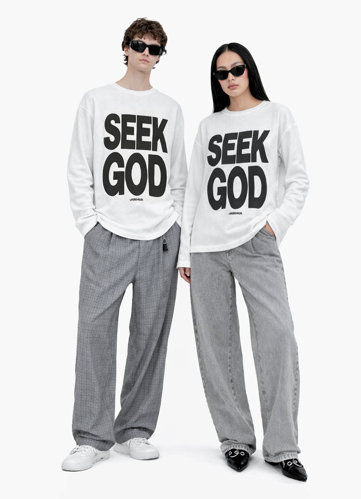 SEEK GOD OFF WHITE WAFFLE OVERSIZED TEE