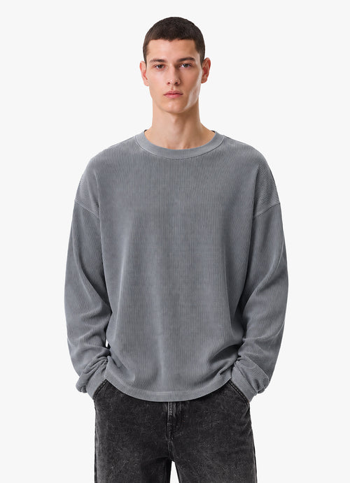 ACID WASH GRAY WAFFLE OVERSIZED TEE