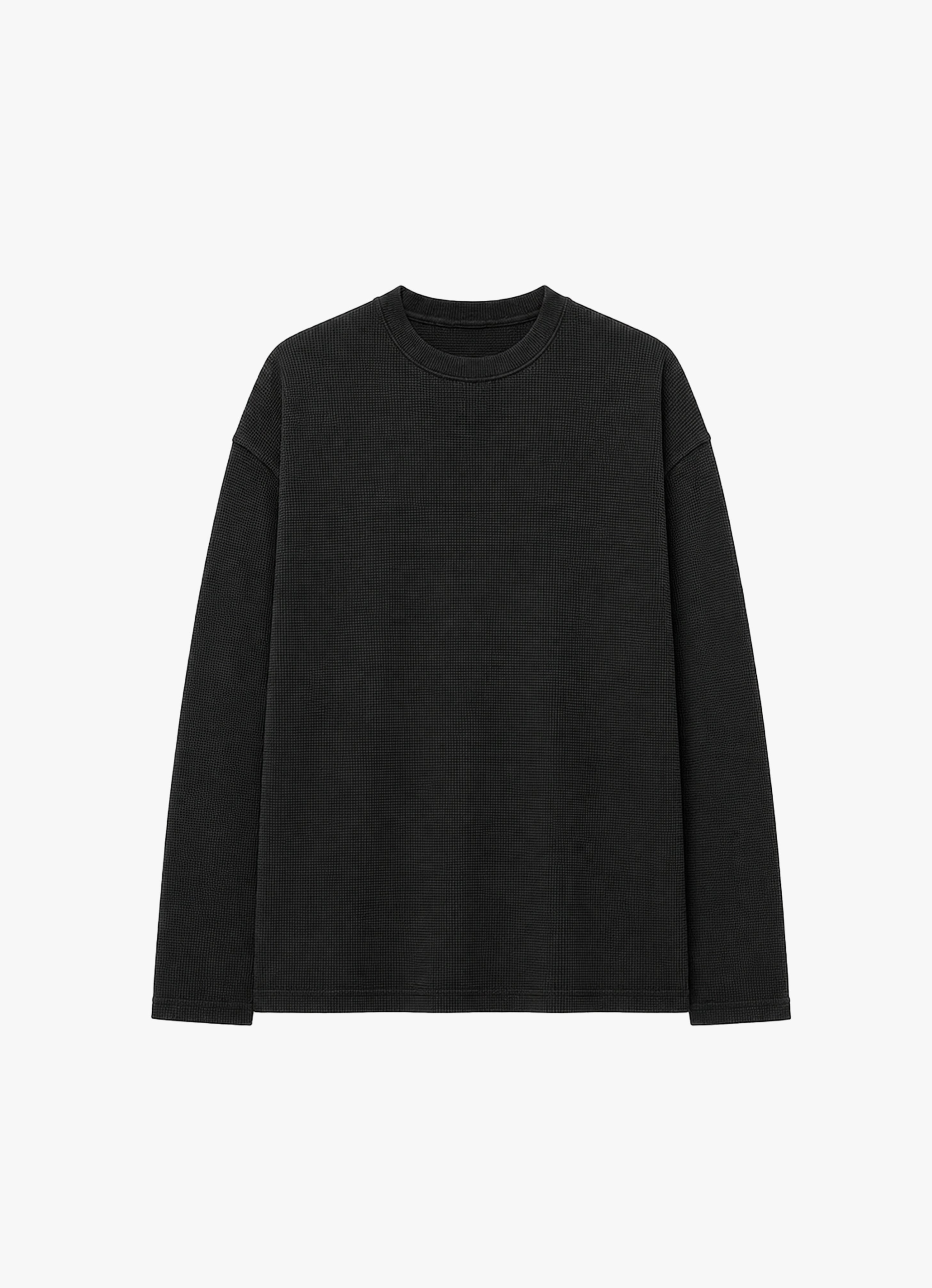 BLACK WAFFLE OVERSIZED TEE
